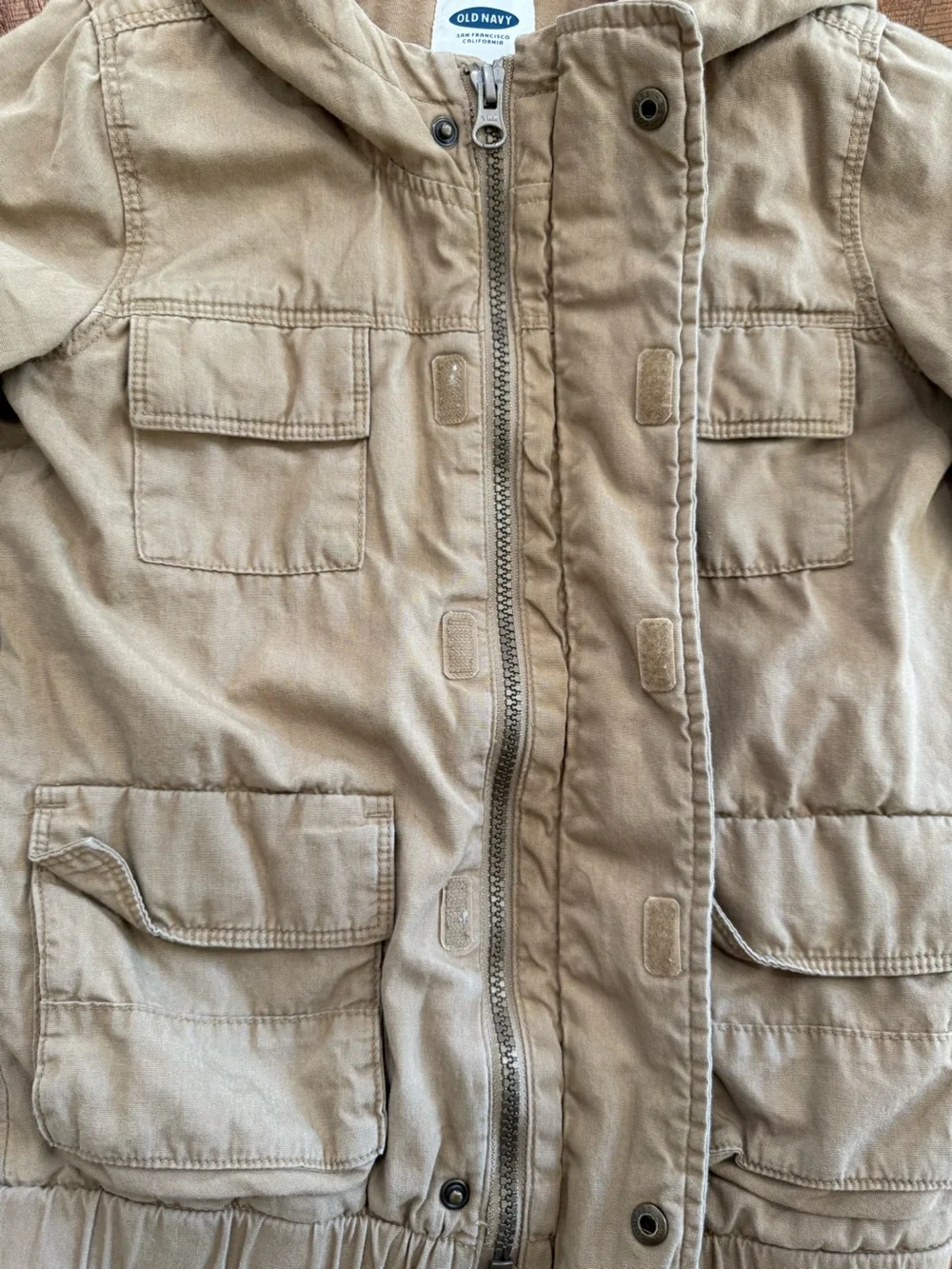 Old Navy Kids Hooded Utility Jacket in Tan